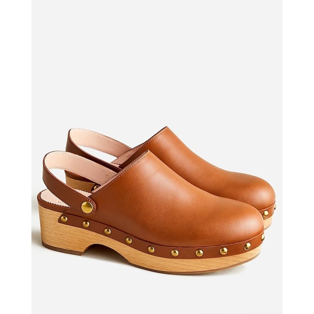 J Crew Convertible Leather Clogs in Rich Oak Size 5.5